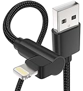 1FT iPhone Charger 90 Degree Short, 3Pack Apple USB to Lightning Cable Right Angle, 12 inch Nylon...