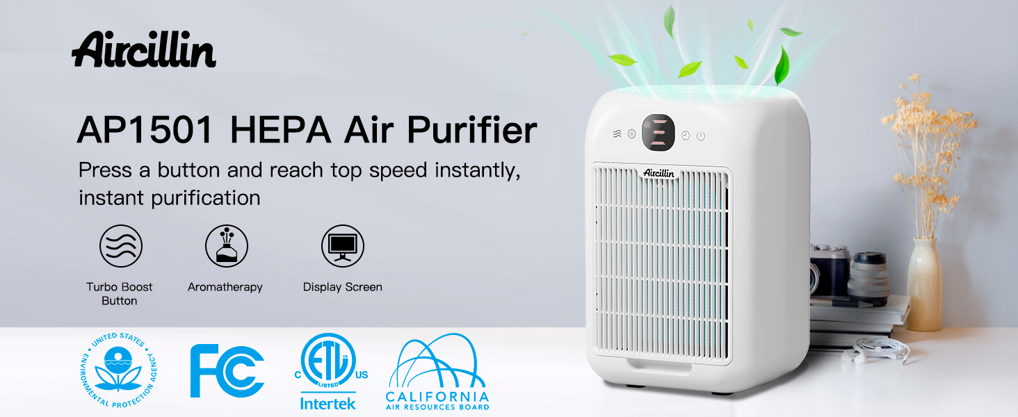 HEPA Air Purifier for Home Bedroom with Fragrance Sponges
