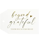 G2PLUS Thank You Gift Tags, Beyond Grateful Tags, 50PCS Thank You So Very Much Tags, Gold Foil Th...
