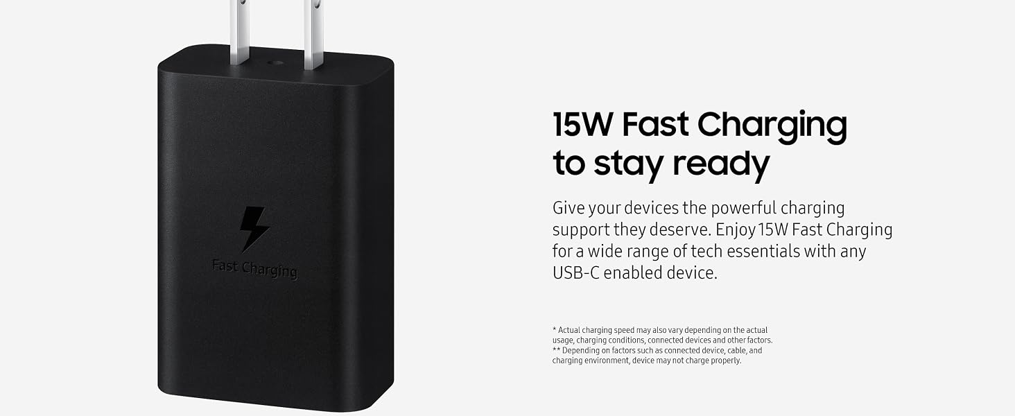 Samsung 15W Power Adapter With USB Cable Black