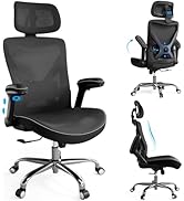 Ergalithic Ergonomic Office Chair-Computer X-Shaped Chair Mesh PU Leather with Adjustable Lumbar ...