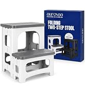 Aurovaa 2 Step Stool Foldable Non-Slip Folding Step Stool for Adults &amp; Kids | Non-Slip Step Plast...