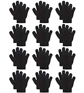 Cooraby 12 Pairs Kids Warm Magic Gloves Teens Winter Stretchy Knit Gloves Boys Girls Knit Gloves