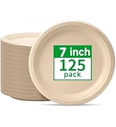 Disposable Paper Plates 7 Inch [125 Pack] Brown