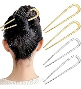 4 Pcs 5.5Inch French Hair Pins Large U-shaped Chignon 2 Prong Bun Hair Sticks Vintage Metal Forks...