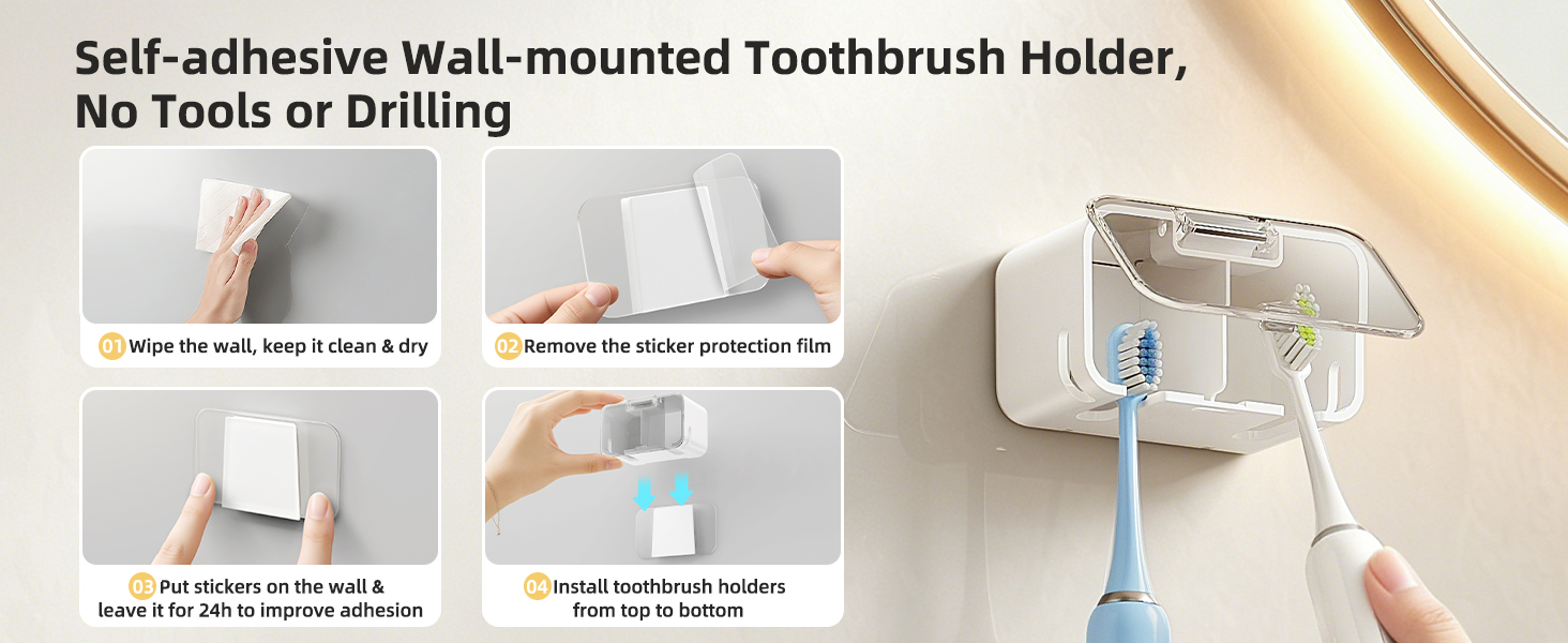 2 Slot Toothbrush Holders Wall Mounted