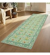 Joydeco Boho Washable Runner Rug for Hallway, Light Green 2x6 Kitchen Bathroom Runner Rug Non Sli...