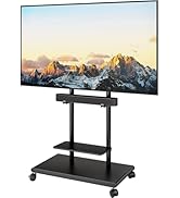 ECOTINY Steel Base Rolling TV Stand with Soundbar Mount for 50-90 inch TVs up to 154lbs, Swivel&amp;T...