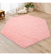 Monobeach Pink Kids Rug for Nursery Children Room Decor Ultra Soft Hexagon Carpet for Princess Te...