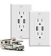 RVINGPRO 2 Pack 15A RV USB Wall Outlets with 4.2A Dual Type-A USB Ports, Duplex Tamper Resistant ...