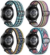 DaQin 4 Pack Stretchy Nylon Solo Loop Bands Compatible with Samsung Galaxy Watch 6 5 4 Band, Gala...