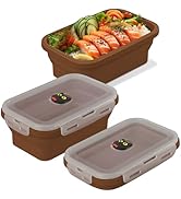 BONE 40.5oz Silicone Foldable Food Container, 1200ml Collapsible Fresh Box with Vent Plug Lid, Mi...