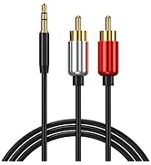 Tianle RCA Audio Cable, 2 RCA Phono Male to 3.5mm Male Headphone Jack Stereo Y Splitter Red and W...