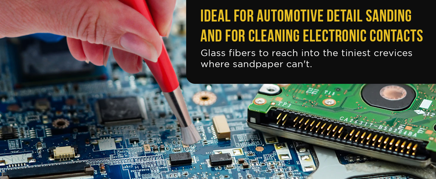 3-Pack Fiberglass Scratch Brush Pens - Clean, Sand, Remove Rust, Prep Paint Scratches, Polish Metals