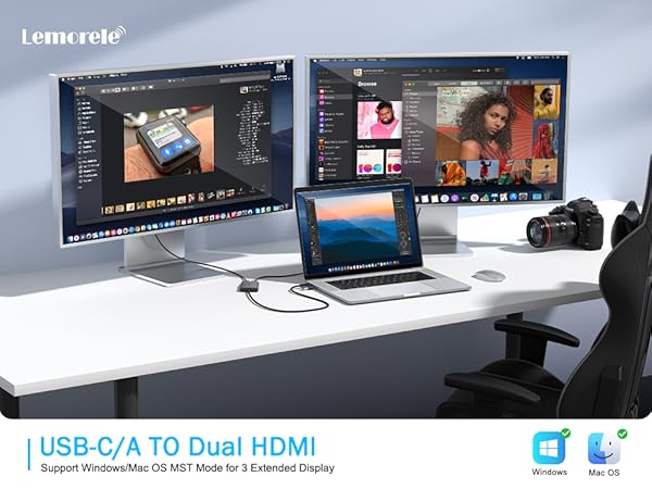 USB-C/A to Dual HDMl Adapter