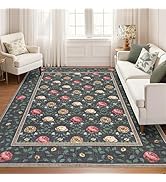 GarveeHome Floral Living Room Rugs, Washable 8x10 Area Rug Vintage Soft Boho Non-Slip Carpet Indo...