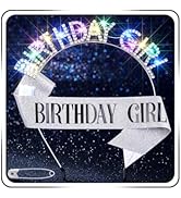 Uranian Light Up Birthday Headbands and Sash LED Rhinestone Halo Crowns Glow Birthday Party Favor...