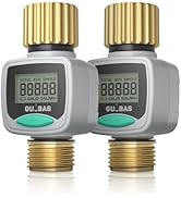 QUOBAS Water Flow Meter with Brass Fittings, Easy-Install Garden Hose Flow Meter for RV, Outdoor ...
