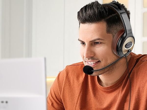 Over Ear USB headphone with microphone,USB headset for Teams, USB headset for Zoom