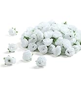 SITUMEIZI 100 Pcs 1.3 inches Mini White Rose Head White Artificial Roses Fake White Flowers for H...