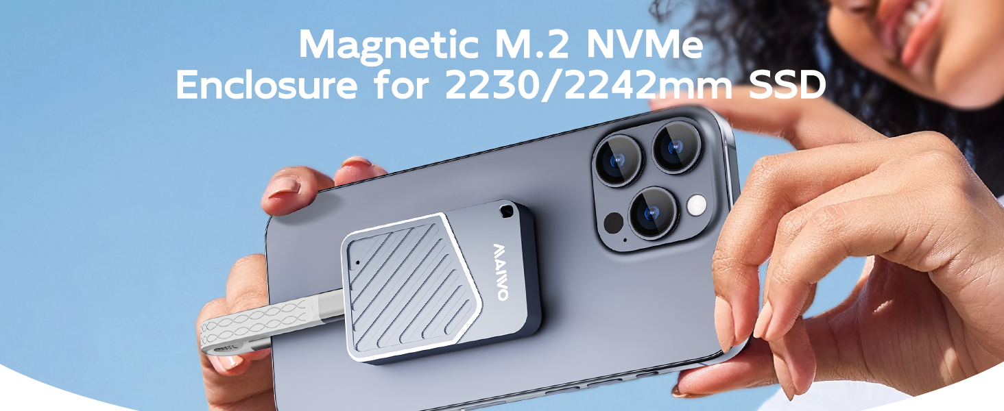 Magnetic NVMe enclosure 10Gbps for 2230 2242 SSD