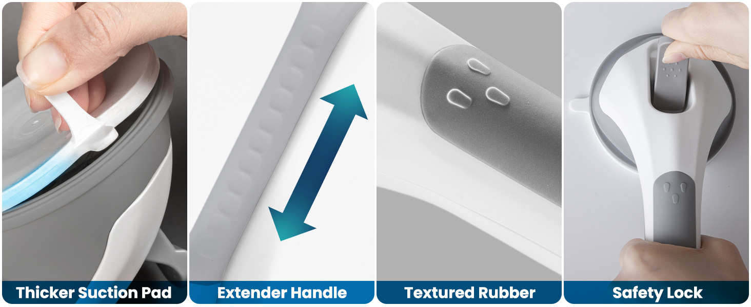 LEVERLOC Grab Bars for Bathtubs and Showers, 17inch Handicap Grab Bars with Two Suction Cup,