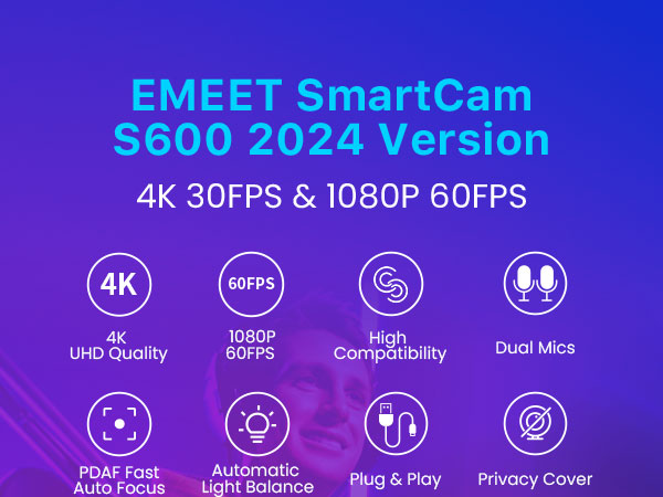 EMEET S600 4K Webcam for Streaming