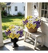YAOLMSSY Artificial Pansies Flowers for Outdoors, 24 Pcs Faux Silk Pansy Flower UV Resistant Fake...