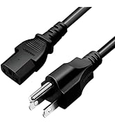 LIFEPOE 5-Pack Standard 3.3ft (1m) 10 Amps 120 Volts Black 3 Prong AC Power Cord Cable for Electr...