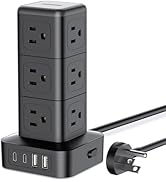 NTONPOWER Compact Surge Protector Power Strip Tower, 1080J Surge Protector Tower, 12 AC Outlets 4...