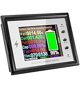 100A Battery Monitor with Shunt 0~420V 100A with Buzzer Alarm and Data Storage IPS Color Screen f...