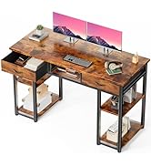 DUMOS 48" Small Computer Home Office Desk for Bedroom with Drawers, Gaming Writing Study Table wi...