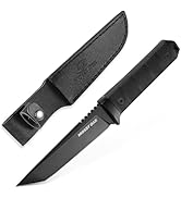 Mossy Oak 10 Inch Fixed Blade Hunting Knife, 14C28N Full Tang Tanto Hunting Knife with Sheath for...