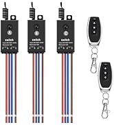 Meskliu 3 Way Mini Remote Control Switch,AC 110V/120V/220V/240V/10A Relay ON/Off Switch with 328F...