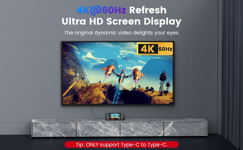 U Shape USB-C Male to USB-C Female Adapter Connector with 4K@60Hz