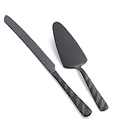 FULLYWARE Black Cake Cutting Set, Stainless Steel Cake Knife and Server Set, Cake Pie Cutter Set ...