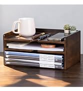 Wooden Desktop Organizer for Home Office, Study &amp; Work, Multifunctional Stackable File Organizer ...