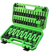 55-Piece Magnetic Nut Driver Set, Metric &amp; SAE 1/4" Hex Shank, Impact Socket Adapters, Snappy Dri...