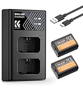 K&amp;F CONCEPT NP-FW50 Battery and Dual Slot Charger for Sony ZV-E10 A6500 A6400 A6300 A6000 A7 A7II...