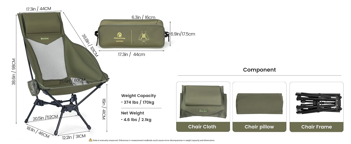mellowcamp highback camp chair size - green