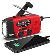 Esky Emergency Hand Crank Radio with 3 LED Flashlight, AM/FM/NOAA Portable Weather Radio with 200...
