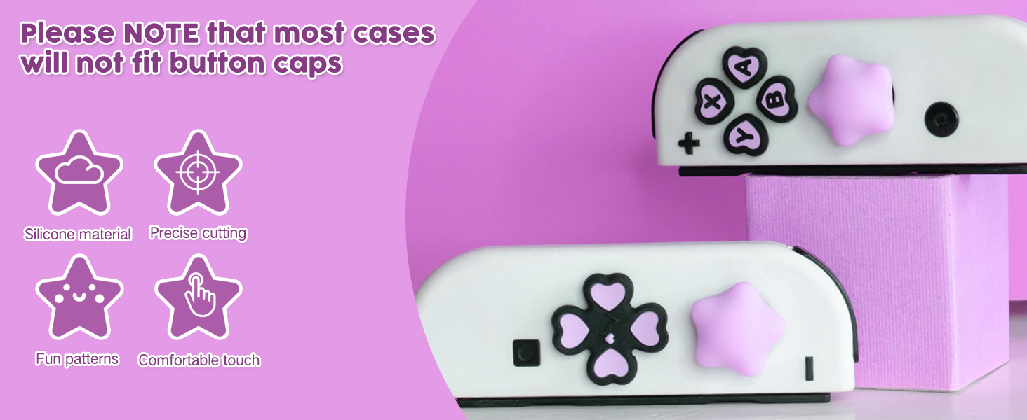 Cute Switch Joycon Thumb Grip Caps, Kawaii D-Pad Button Cover
