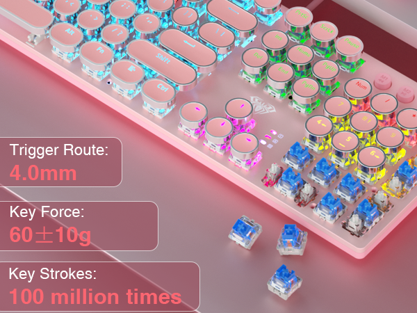 pink keyboard cute keyboard typewriter mechanical keyboard computer keyboards retro wired gaming