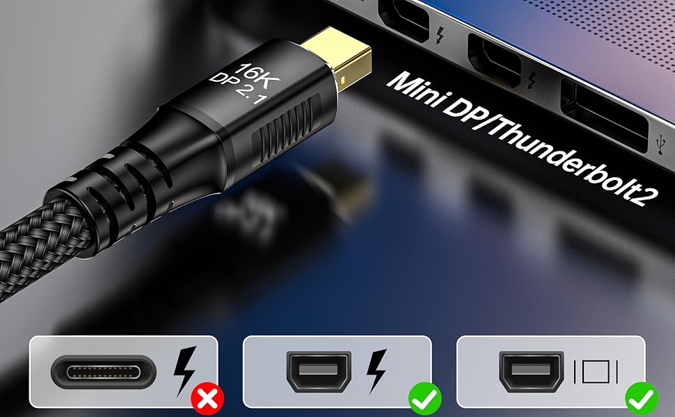 CHENLENIC displayport 2.1 mini displayport 2.1 16K cable thunerbolt 2 macbook dp2.1 dp16K cable