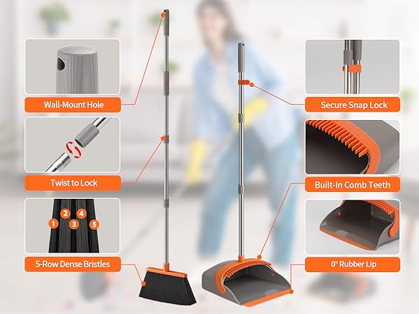 Broom and Dustpan Set New Orange