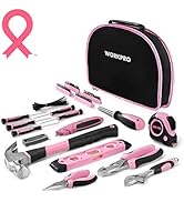 WORKPRO Pink Tool Kit - Hand Tool Set with Easy Carrying Round Pouch - Durable, Long Lasting Chro...