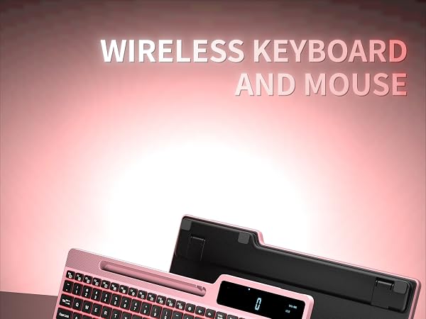 Wireless Keyboard Mouse Combo, Full Size Ergonomic Keyboard
