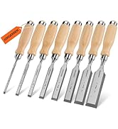 Jorgensen 8-Piece Wood Chisel Set, Chromium Alloy Steel Beveled Edge Wood Chisels, Wood Chisels f...
