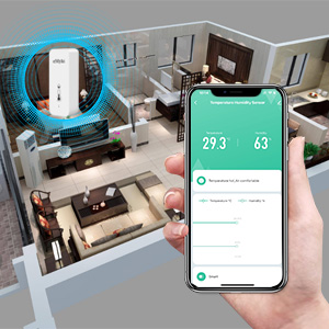a hand holding a smart home app