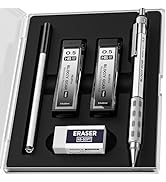 Nicpro Blocky Gear 0.5 mm Mechanical Pencils Set in Case, Metal Pencil with Lead Refills, Eraser ...